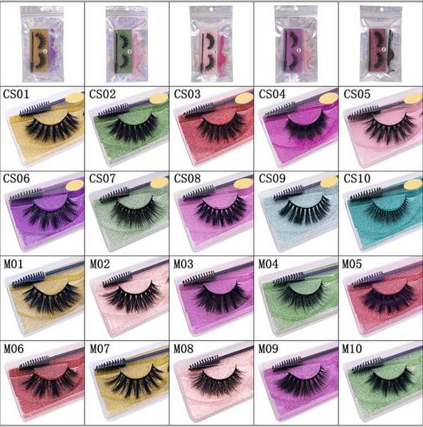 3D Mink Eyelashes 40 Estilo Extensão Natural Long Mink Lash Hand Feito Cílios Falsos Listra Lashes Com Escova e Tweeze Fast Ship