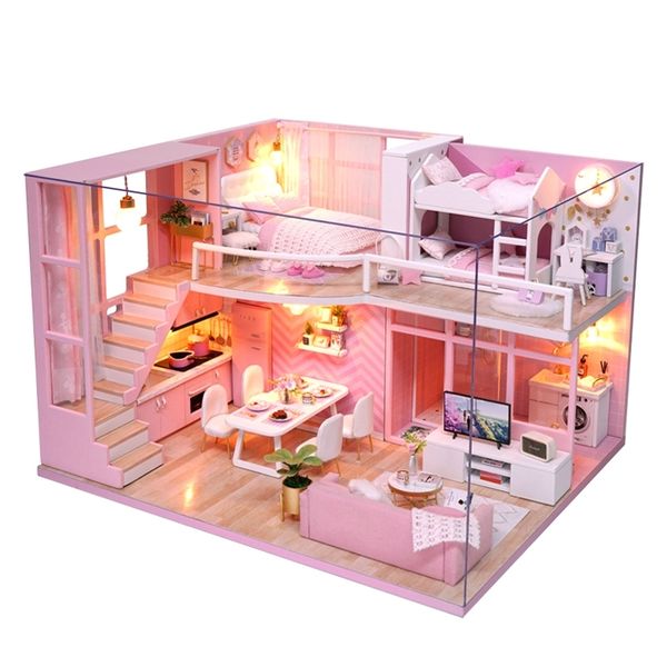 

cutebee diy doll house wooden doll houses miniature dollhouse furniture kit with music led toys for children birthday gift l026 y200428