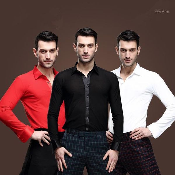 

new mens black dance shirt competition performance ballroom modern salsa tango samba latin mens shirts boys dancewear1, Black;red