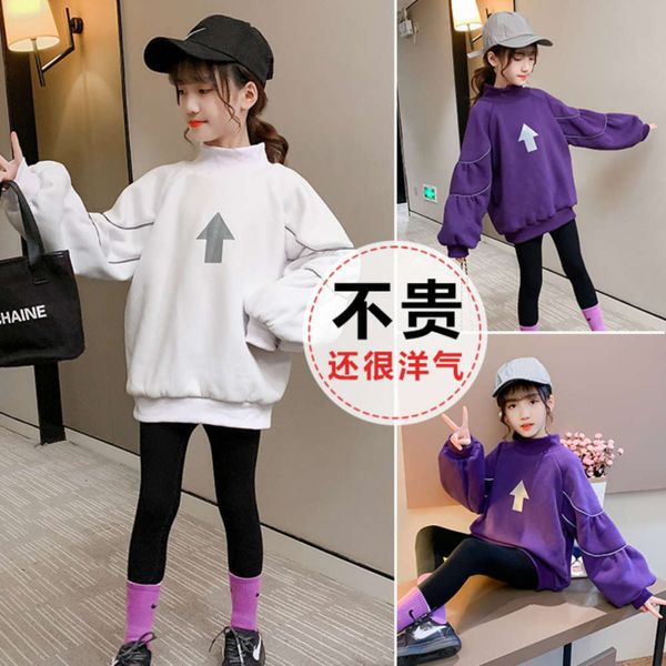 

children's winter arrow plush sweater 2020 new fashion girl's loose and thickened bottom coat, Black