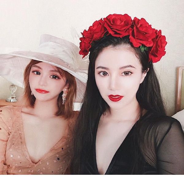 

rose flower wedding bride wreath hair headdress women flowers hair band studio pgraphy headdress flower wreath crown jlljvm