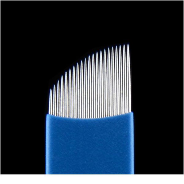 

100 pcs blue 21 pin manual eyebrow tattoo needles blade for 3d embroidery microblading tattoo pen permanen qylehb