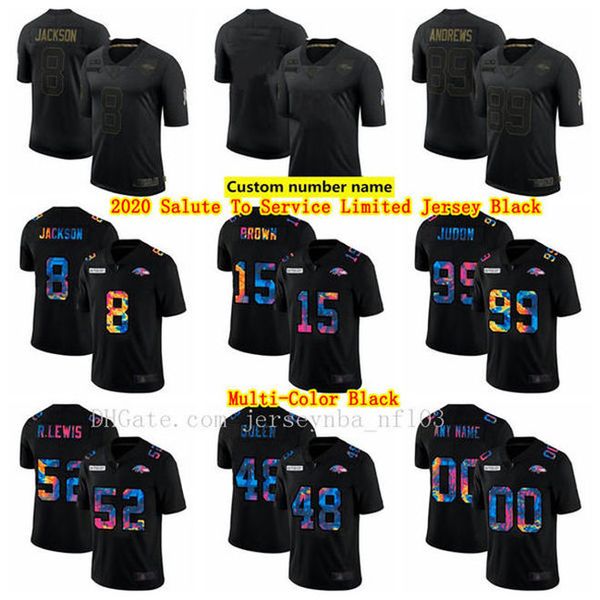 

пользовательский салют для обслуживания ограниченной черной молодой молодежи нфл балтимор вороны men8 ламар джексон 15 маркиза коричневый 9, Black;red