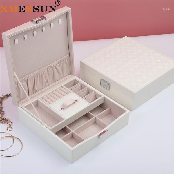 

xmessun new double jewelry storage box women fashion leather tray earring watch cosmetic lipstick storage box ins1