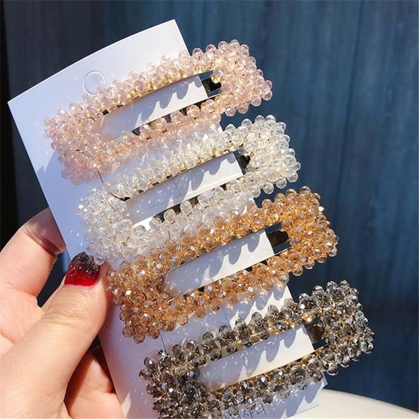 

fashion crystal pearl hairpin women barrettes hairgrip geometry triangular square red color hair clip metal hair accessories swy wmtxdy, Slivery;golden