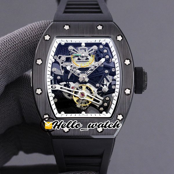

new rm38-01 skeleton dial miyota automatic mens watch pvd black steel case white inner black rubber strap sport watches hello_watch hwrm, Slivery;brown
