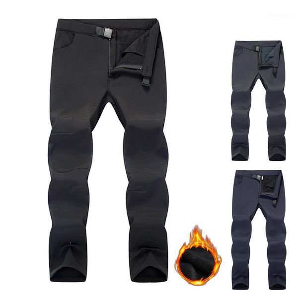 

outdoor pants men's winter thermal fleece softshell fishing camping trousers waterproof hiking clothing customize1, Black;green