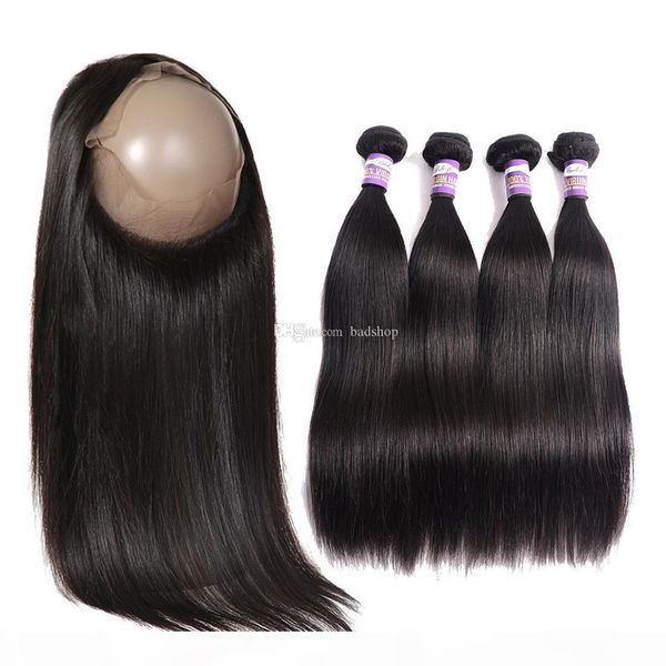 

brazilian virgin hair bundles with closures brazilian human hair 3 bundles with 360 lace frontal closure 3 bundles with 360 lace closure hum, Black;brown
