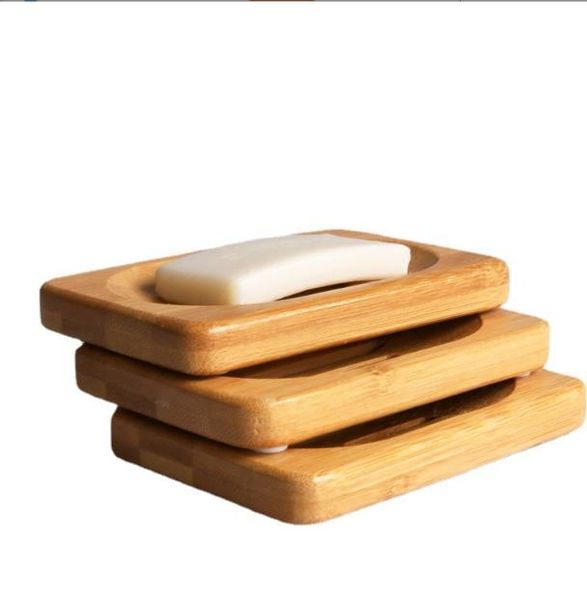 Natural Bambu Wood Sabonete Holder Holder Bathroom Round Dring Drenal Caixa de sabão Retangular quadrado Eco-amigável Sabonetes de madeira Titular da bandeja