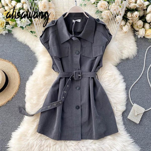 

women elegant vest new spring summer sleeveless waistcoat ladies single breasted with belt bandage medium long jacket, Black;white