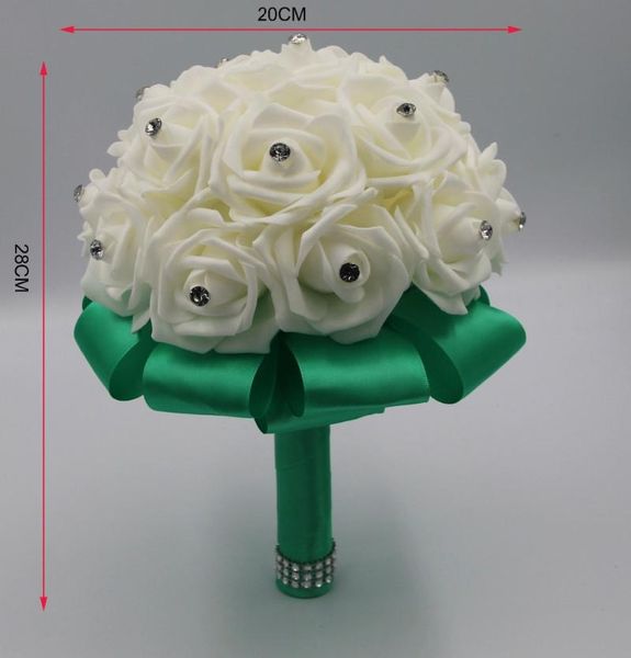 

artificial bridal flowers bride bouquet wedding bouquet crystal silk ribbon rose with 18 pcs rose heads