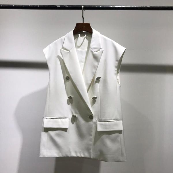 

women's vests b00956520 white women simple vest jacket, Black;white