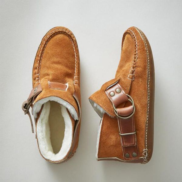 

women ankle boot autumn woman winter plush warm boots female sewing flats women's shoes ladies fashion buckle footwear big size, Black