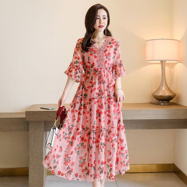 

2021 new women summer dresses short sleeve holiday print dress evening party beach dresses summer sundress b2c5, Black;gray