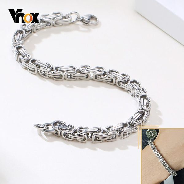 

vnox punk heavy byzantine chain men's bracelet solid thick metal stainless steel cubic link chain chunky gothic rock wristband, Black