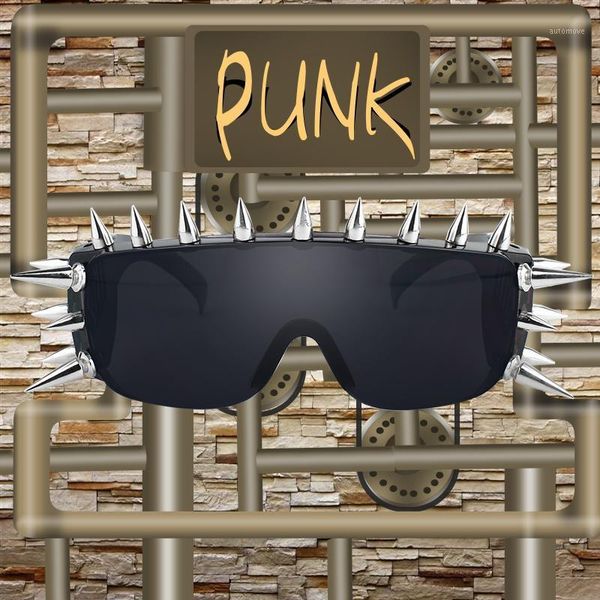 

steampunk glasses deal with it one piece rivet sunglasses lady fashion oculos masculino points sun handmade1, White;black