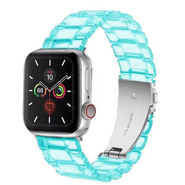 Para Apple Watch Deluxe Clear Strap Transparente Resina Substituição de Pulso 38mm 40mm 42mm 44mm Acessórios inteligentes 100 pcs