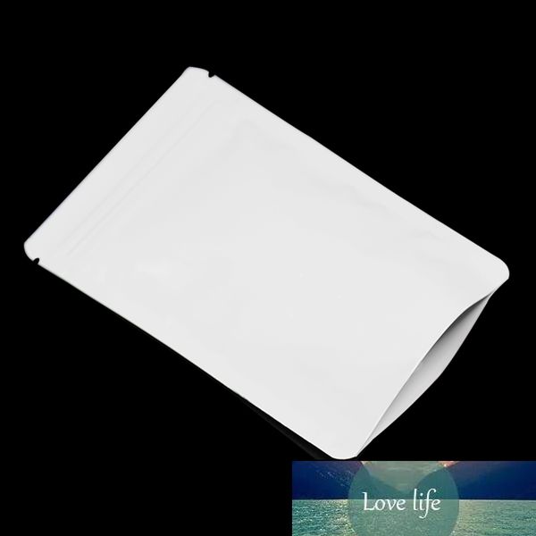 

100pcs white stand up glossy aluminum foil zip lock recyclable packing bag zipper beans powder storage bag