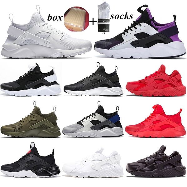 

with box huarache 4.0 1.0 running shoes men women triple black white purple green chaussures breathable outdoor mens trainer sport sneakers