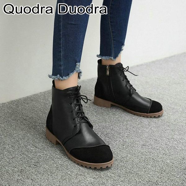 

new ankle boots winter warm plush round toe shoes zipper boots thick heels women horse riding flock all match platform chunky, Black