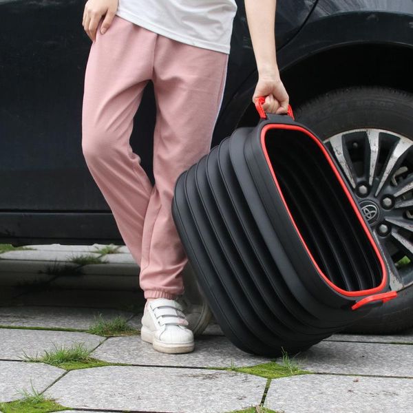 

portable folding bucket outdoor fishing pails vehicle cleaning foldable storage bucket camping supplies car trash can
