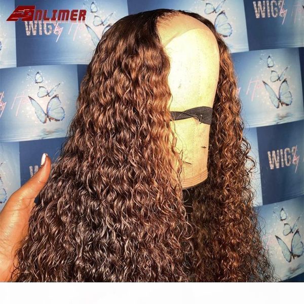 

brown ombre human hair wigs pre plucked middle part 13x6 curly lace front human hair wigs bleached knots baby with band, Black;brown