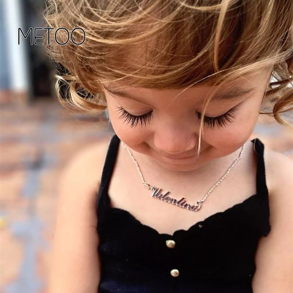

stainless steel baby jewelry personalized name pendant choker girls kids children necklace numbers boy customized diy q1114, Silver