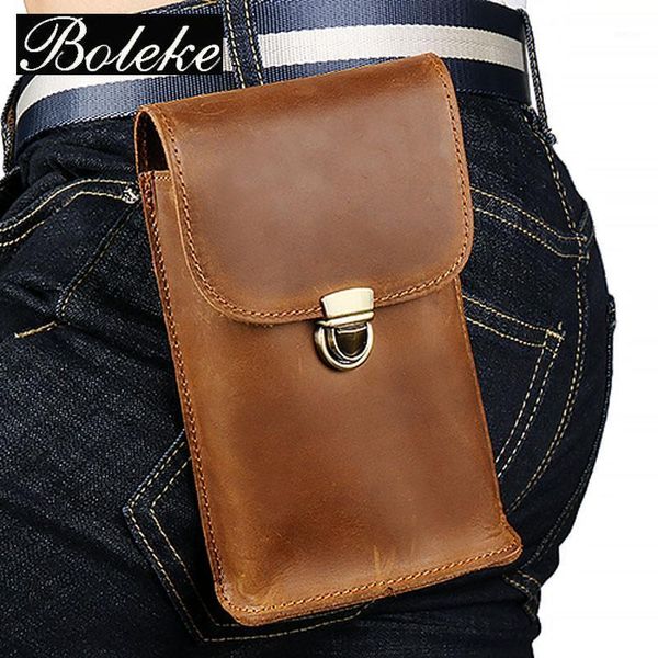 

waist bags fashion genuine leather men packs with head layer of cowhide mobile phone for bags1