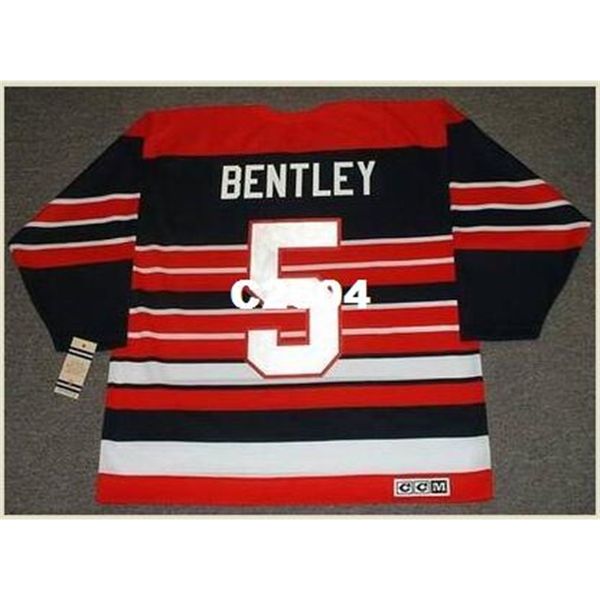 

mens #5 max bentley chicago blackhawks 1940's ccm vintage retro hockey jersey or custom any name or number retro jersey, Black