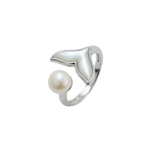 

s925 sterling silver pearl ring settings fashion k gold fishtail mermaid pearl ring mounts accessories ps4mjz102, Slivery;crystal