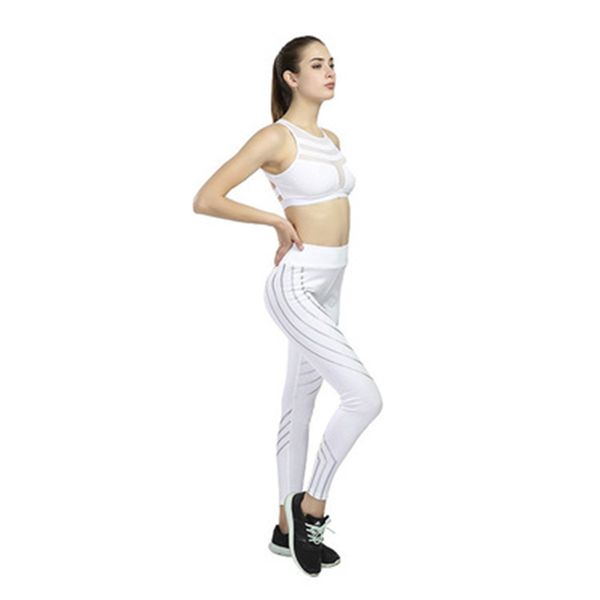 

women stripe skinny leggings clothing fashion sports high waist running trousers female new hip lift elasticity fitness yoga slim sportspant, Black