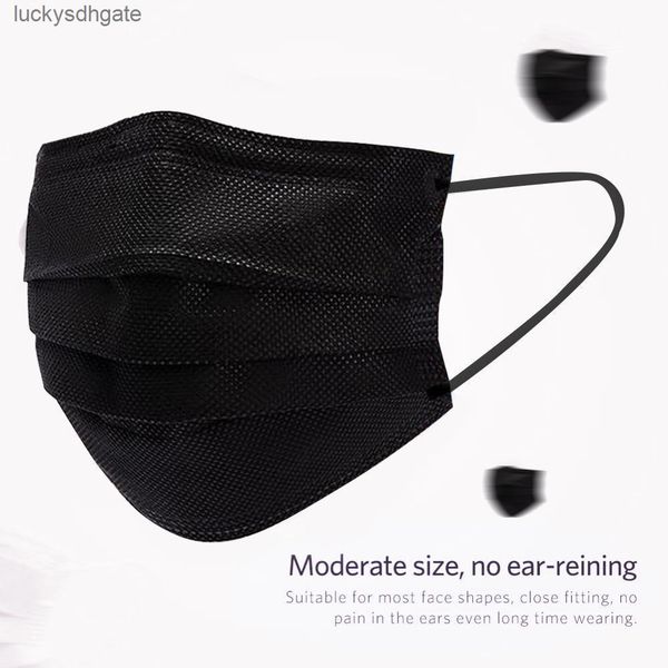 

ear stock mascherine in with elastic disposable face loop 3 ply black masks family personal mout 9yzn
