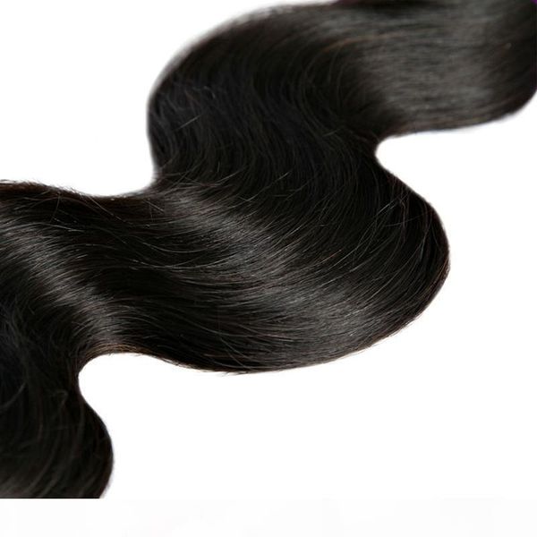 

2 bundles brazilian hair body wave raw natural human hair with 1 lace closure,unprocessed hair can be dyed can be -2, Black