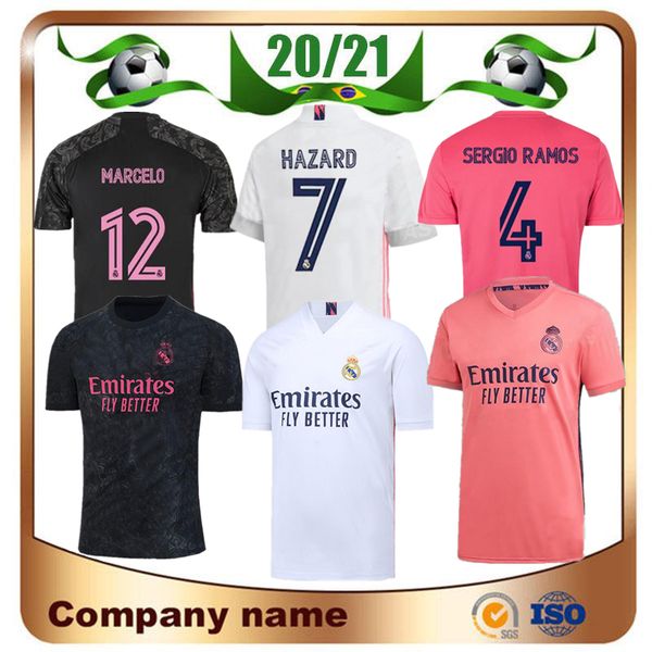 

20 21 applicable to real madrid hazard modric fans home pink black goalkeeper ramos soccer jersey camiseta de fútbol football men+kids kit