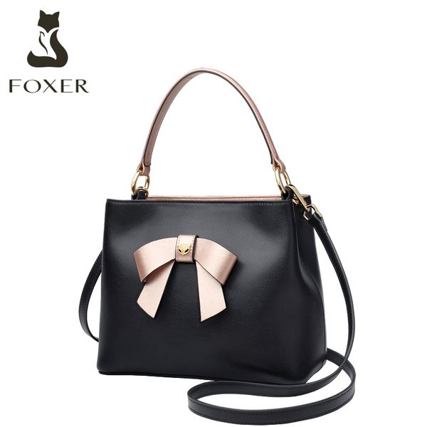 

foxer women handbags elegant bow totes female cow leather crossbody & shoulder bags new fashion design lady style drop shipping c0121