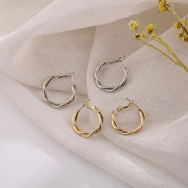 

hoop & huggie summer love metal circle geometric earring for women fashion twist punk round charm earrings party jewelry gifts 2021, Golden;silver