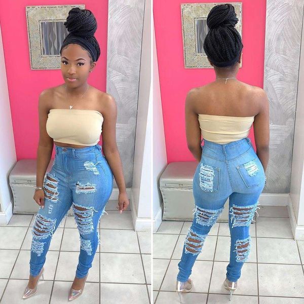 

d8358 new fashion high waisted jeans leggings, Blue