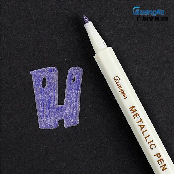 

20 цветов металлический микрон ручка детальная маркировка металлический маркер для альбома черная бумага рисунок школьника искусства поставл, Black;red