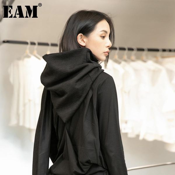 

eam] women black brief temperament keep warm hooded scarf new long personality fashion tide autumn winter 2020 1dd1639, Blue;gray