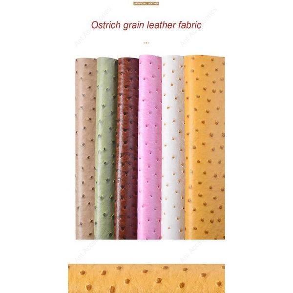 

25*34cm ostrich pattern artificial leather fabric pu imitation leather soft bag sofa fabric waterproof luggage tv w qyldov, Black;white