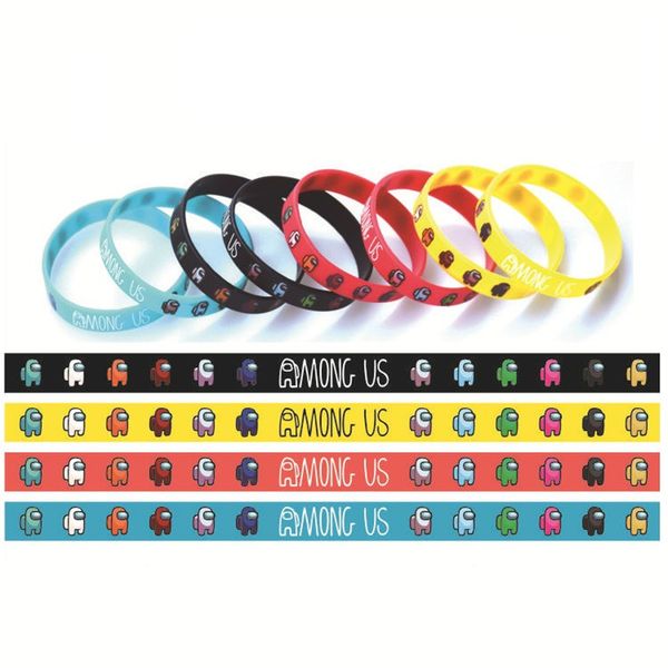 

game among us silicone bracelet rubber trend character model pattern space werewolf kill anime figure party toy gift h12003, Red;brown