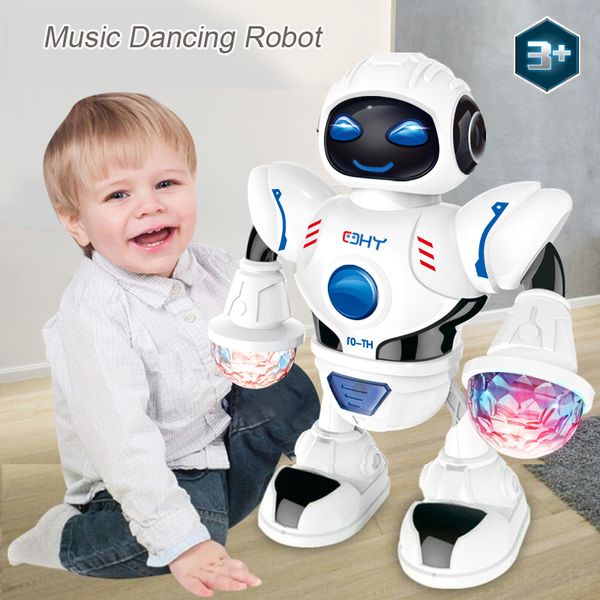 Bambini Baby Electric Dancing Robot Music Toy Boy Girl rotante intelligente genitore-figlio gioco interattivo regalo di Natale LJ201105