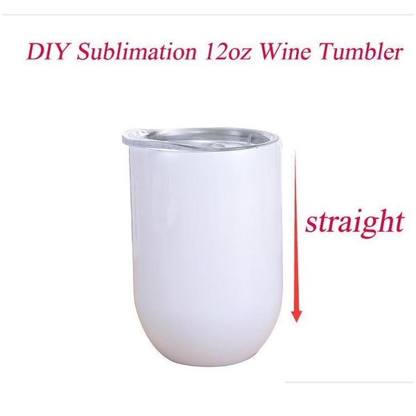 

diy sublimation 12oz wine tumbler stainless steel straight wine glasses egg cups stemless wine glasses with lid vacuum egg shape bj3n3