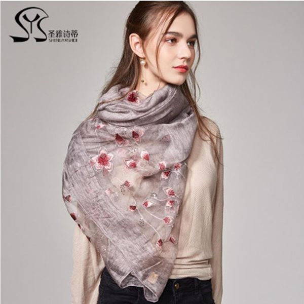 

scarves long silk women real pure ladies large fashion scarf shawls wrap summer spring, Blue;gray