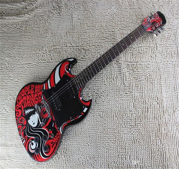 

aaa deluxe sg 400 custom emily the strange electric guitar black double-double pickups