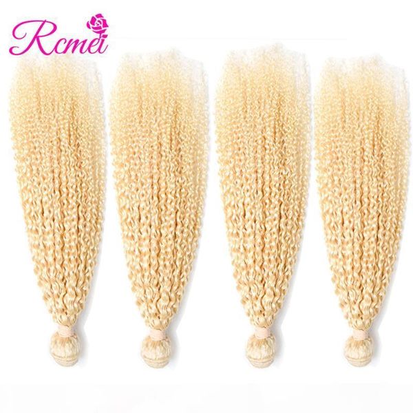 

rcmei 613 blonde peruvian human hair weave kinky curly hair bundles selling malaysian mongolian indian hair 10-30 inch 4pcs lot, Black