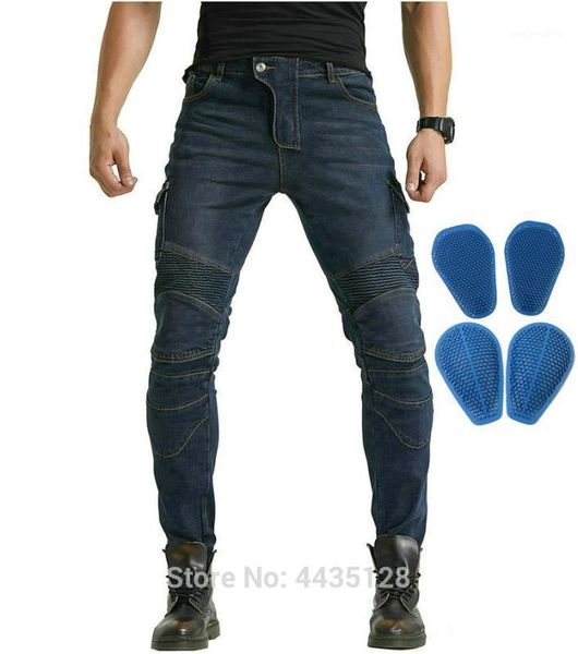 

volero six pocket motorcycle jeans knight riding protective pants moto bikers casual loose straight trousers blue1