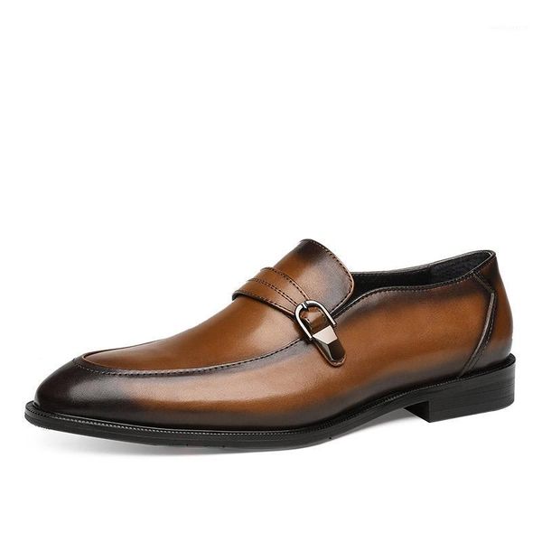 

men shoes business formal wear leather shoes men's leather genuine pointed toe style1, Black
