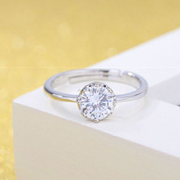 Verstellbarer Silber-Diamant-Kronenring für Damen, Braut, Verlobung, Ehering, Modeschmuck, Geschenk von Will und Sandy