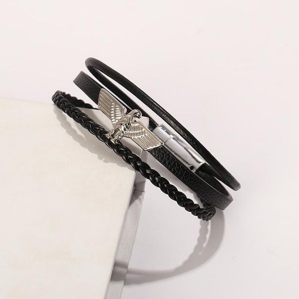 

junwei new fashion eagle multi-слоя тканые кожаные браслеты магнитные пряжки кожаные браслеты подарки для женщин панк ювелирные изделия bbyn